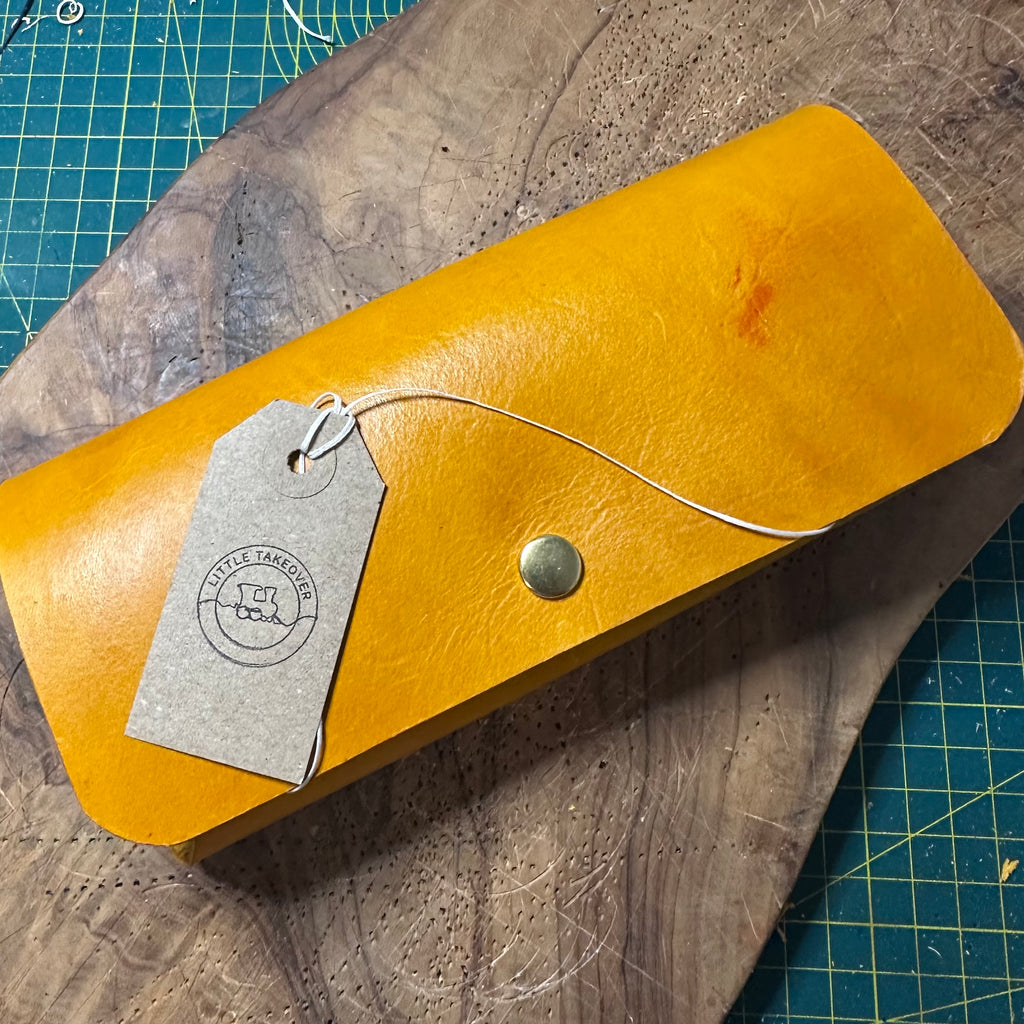 Yellow Leather Glasses Case in Veg Tan